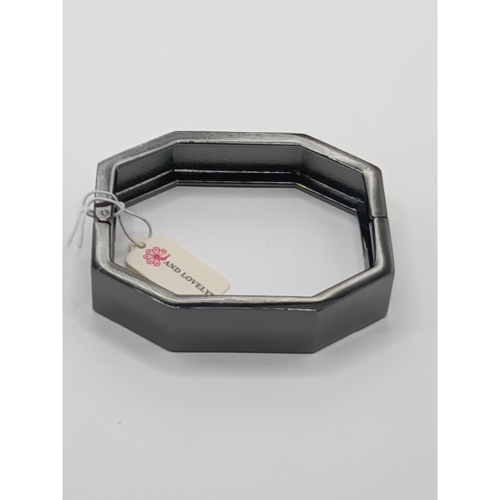 NTW AND LOVELY – GUNMETAL OCTAGON HINGE BANGLE